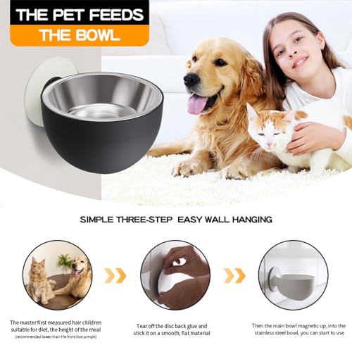 Hunde-Flocke montiert - Einstellbare magnetische Hundefutterstation für Hunde, platzsparender Hundenapf | für Hunde mit Wandmontage, sicherer Magnetnapf für Haustiere, Rialz Napf