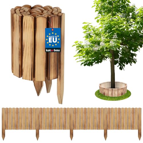 KOTARBAU® Bordura Madera   Valla Baja para Jardin   200 x 30 cm   Bordura de Jardín   Madera Quemada   Vallas