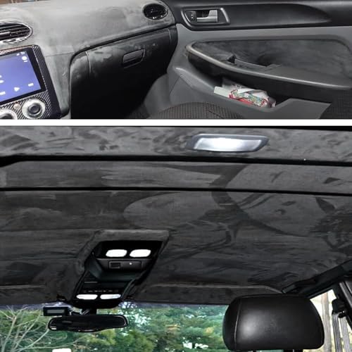 Tissu en microfibre autocollant daim noir revêtement extensible habitacle et cockpit