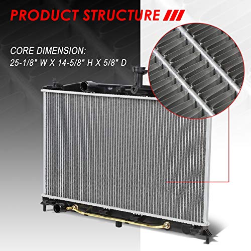 Image of Auto Dynasty 2896 Radiator for 2006-2012 Dodge Attitude Accent 1.4L 1.6L AT | Factory Style 1-Row Cooling Radiator, Aluminum Core, DPI 2896