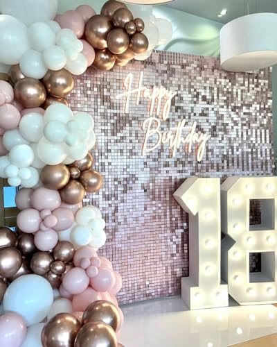 Image of Shimmer Wall Backdrop Matte Pink Square Sequin Wall Panel Backdrop Decor for Wedding, Anniversary, Birthday, Party, 36 Panels