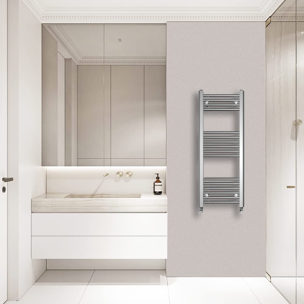 Warmehaus Straight Heated Towel Rail Radiator Ladder Chrome 1000x395mm