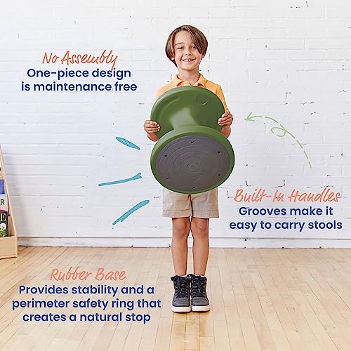 Image of ECR4Kids Twist Active Wobble Stool, 14in Seat Height, Classroom Furniture, Hunter Green