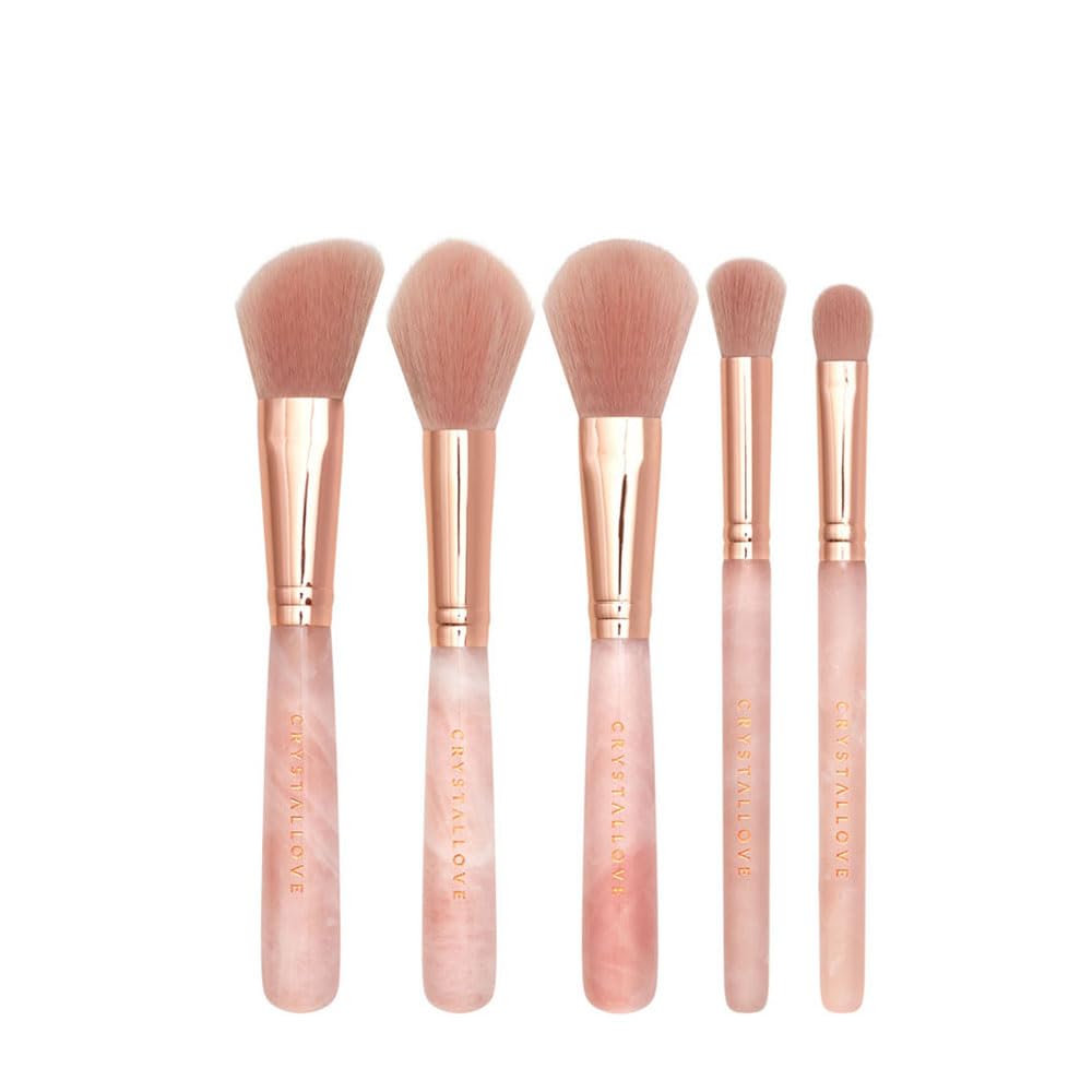 CRYSTALLOVE 5 Stück - Pinselset Makeup, Make Up Pinsel Set für Lidschatten Stiftung, Gesicht Pinsel Make-up, Blendable Blush Pinsel für Anfänger, Konturen, Highlights - Rosa