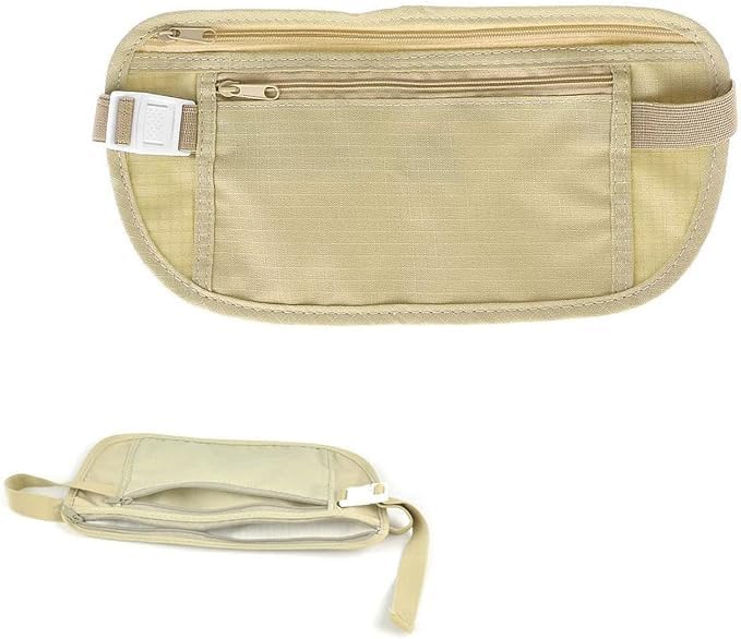 Travel Money Belt Anti-Theft Travel Wallet Hidden Under Clothes Belt Wallet to Protect Cash, Credit Cards and Travel Documents for Men Women Fits Passport Smartphone Earphone Key with Cover-image-28