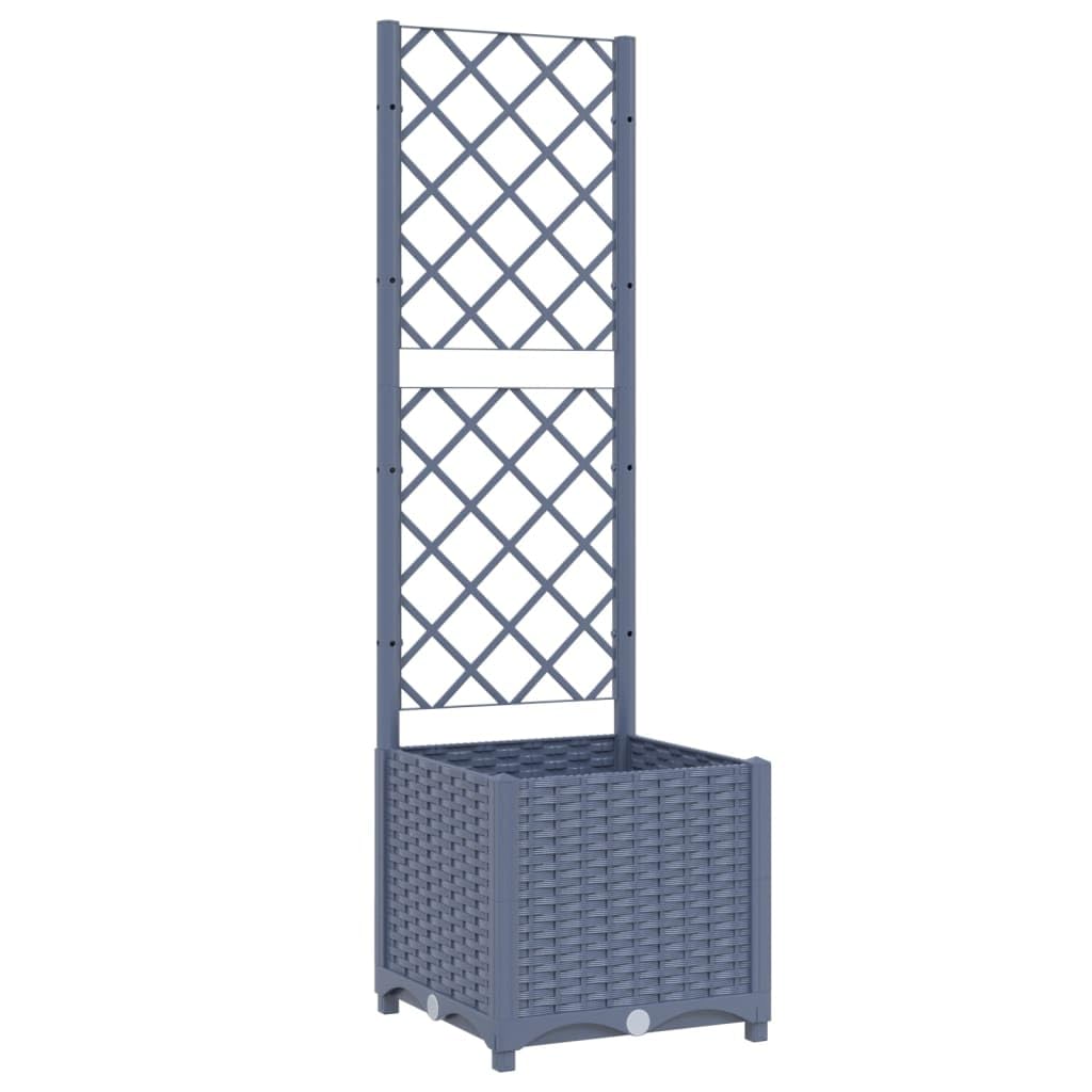 vidaXL Garden Planter with Integrated Trellis - Dark Grey - Outdoor Weather-resistant Polypropylene - 40x40x136 cm