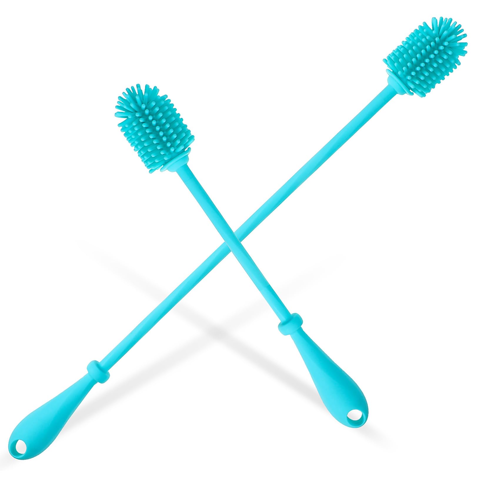 BCOATH 2pcs Silicone Baby Bottle Brush Deep Cleaning Long Water Bottle Brush for Cleaning Cup Dish Dishwasher Safe Non-Slip Handle Soft Head