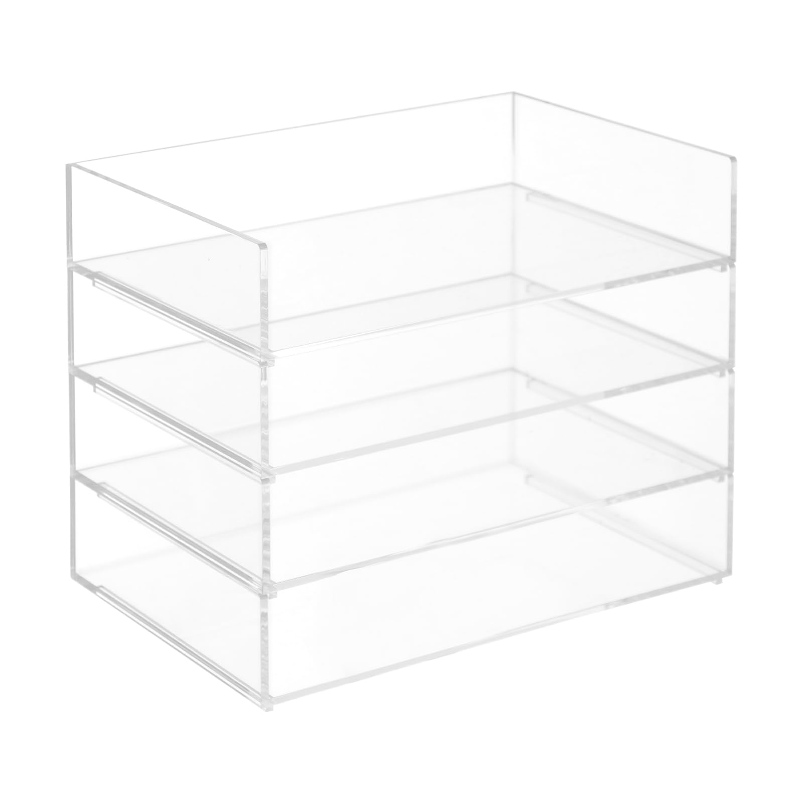 Bandeja para cartas apilable de acrílico, 4 niveles, bandeja para cartas, almacenamiento de papel de oficina, organizador de documentos de escritorio (transparente)