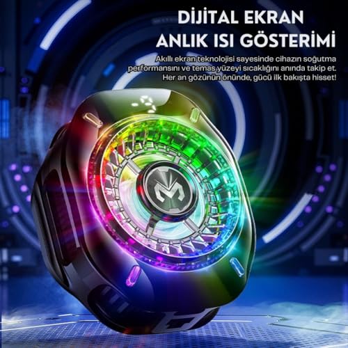 Polham MagSafe ve Klipsli Süper Hızlı Telefon Soğutucu | 5000RPM, RGB LED, Dijital Isı Göstergeli