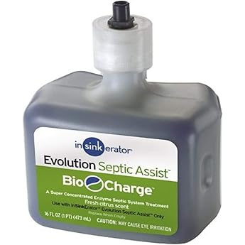 InSinkErator Garbage Disposal, Evolution Septic Assist, Quiet Series, 3/4 HP Continuous Feed, Gray + 1-Pack Bio-Charge Cartridge