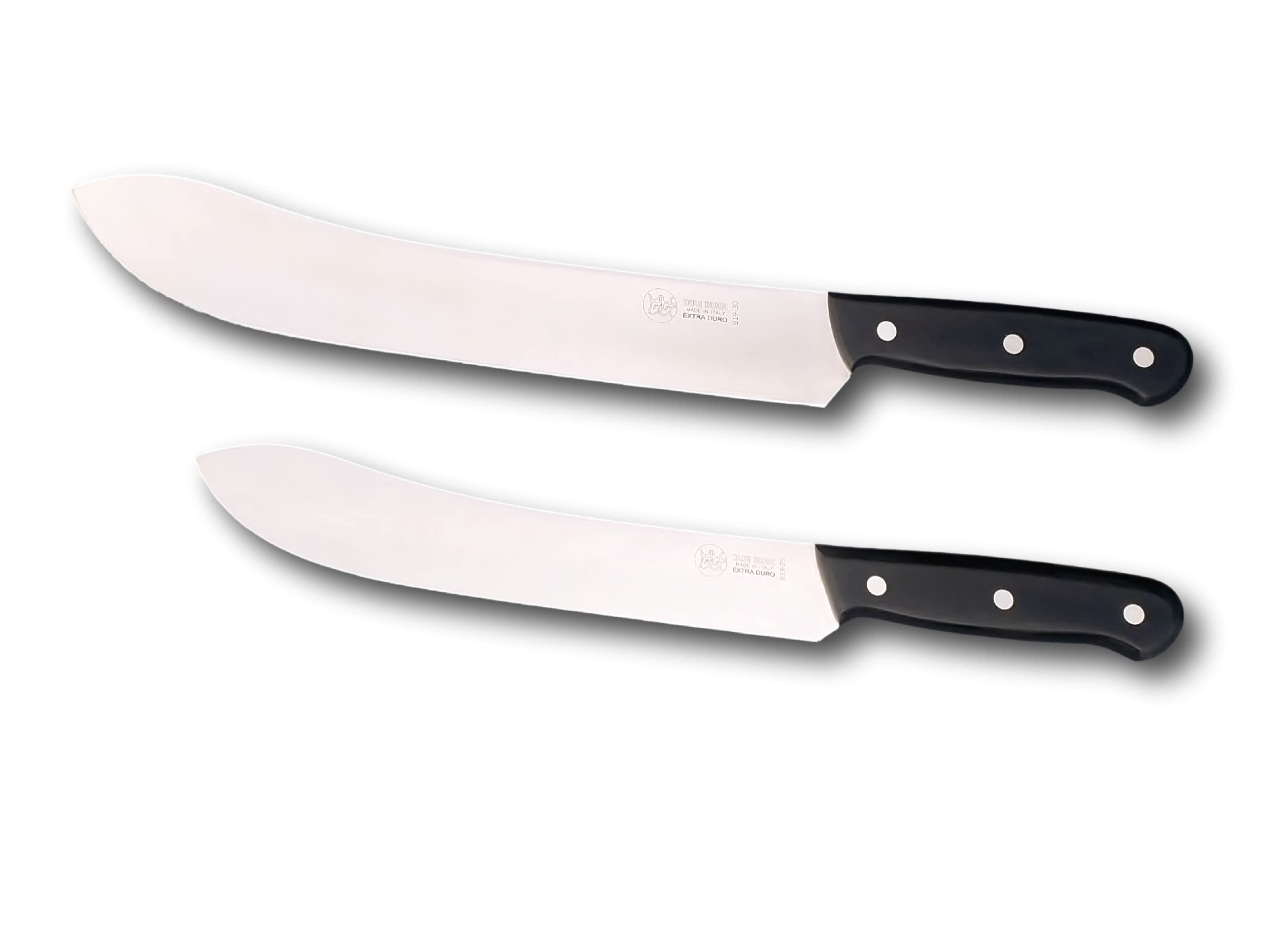 DUE BUOI BLADE SABER SET CM 30 AND SABER BLADE CM 25 HANDLE IN BLACK TECHNOPOLYMER AND THROUGH SHANK