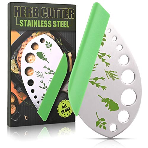 Herb Cutter Stripper 9 Holes-Stainless Steel-Kitchen Gadgets for Oregano, Rosemary, Thyme, Tarragon, Even Kale, etc.-Both Peeling and Cutting-1 Pack