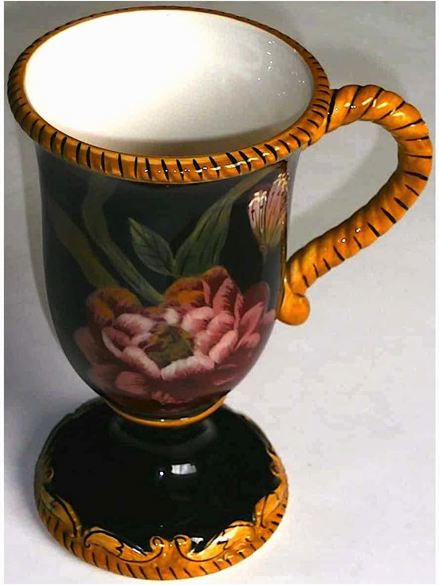 Raymond Waites Bali Ceramic Floral Footed Coffee Mug