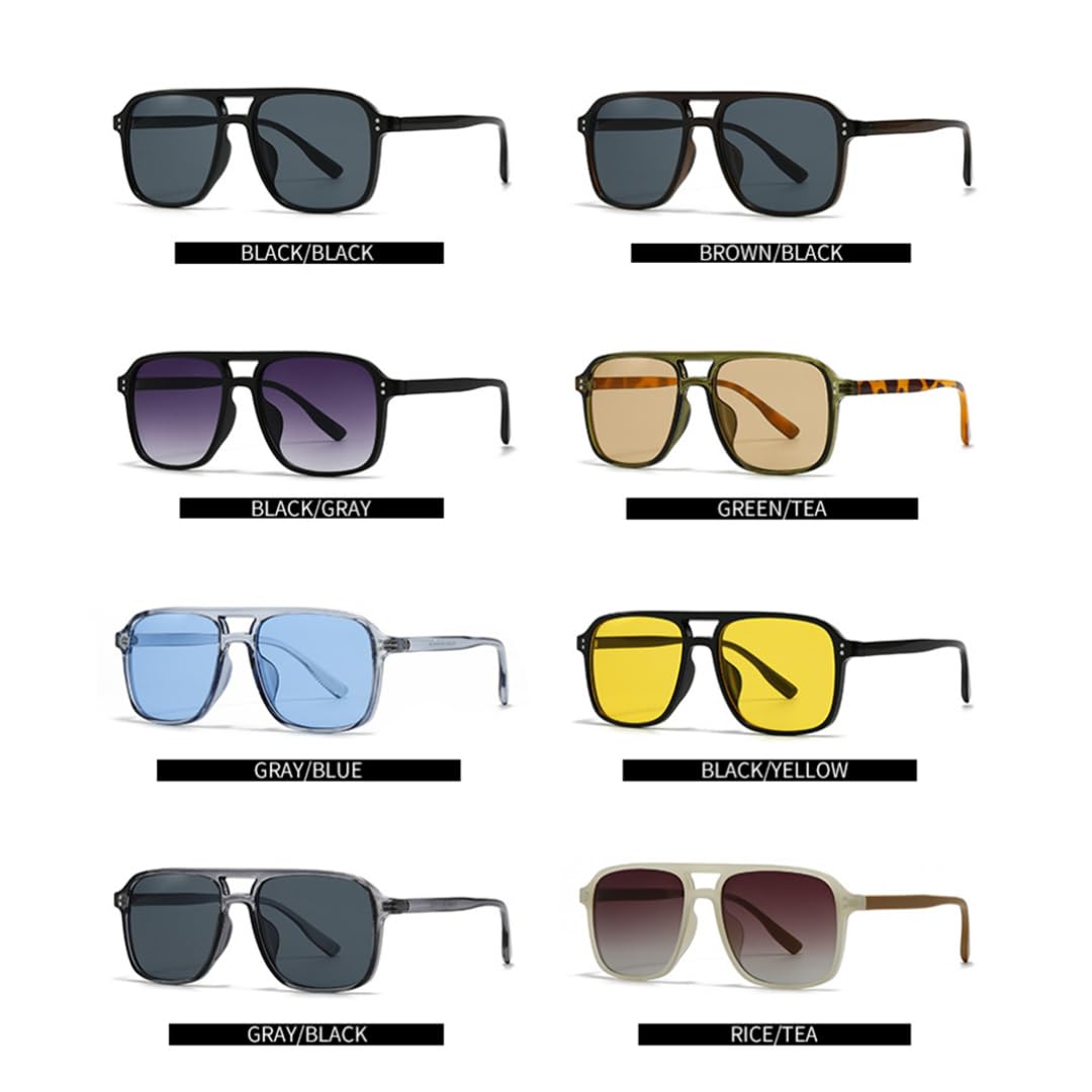 Lunettes de soleil rétro à double pont pour femmes, imprimé léopard, verres dégradés, protection UV400.