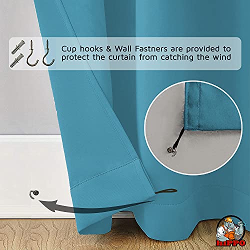 Image of HIPPO Polyester Waterproof Rain Protection Curtains for Outdoor Balcony UV & Sun Protection Curtain (4.5FTX7.5FT, WR-Azure, Pack of 2)