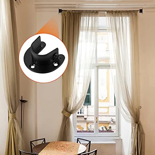 Naapesi 4Pcs Closet Pole Sockets U Shape Closet Rod Bracket Black, 25mm Wardrobe Rail End Supports Curtain Rail Holder Bracket Flange Set for Closet, Shower Curtain 12 Screws & 12 Rubber Plug