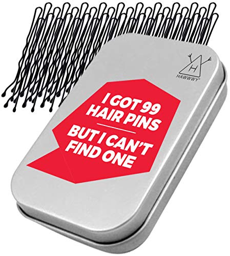 Hawwwy 300-Count Bobby Pins in Cute Storage Tin (Black Bobby Pins)