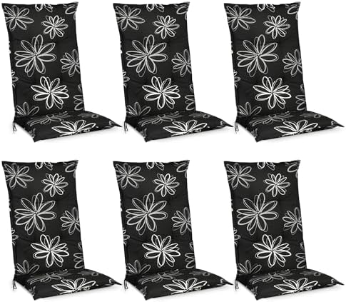 Beautissu 5x Premium Coussin Chaise Jardin Dossier Bas 100x50 Cm Sun-NL – Anthracite Rayé