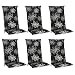 Produktbild Beautissu 6er Set Hochlehner Auflage für Gartenstuhl 120x50 cm Flores  6cm Dicke Polster Auflage Sitzpolster Hochlehner UV-Lichtecht  Gartenstuhlauflage schwarz mit Blumen