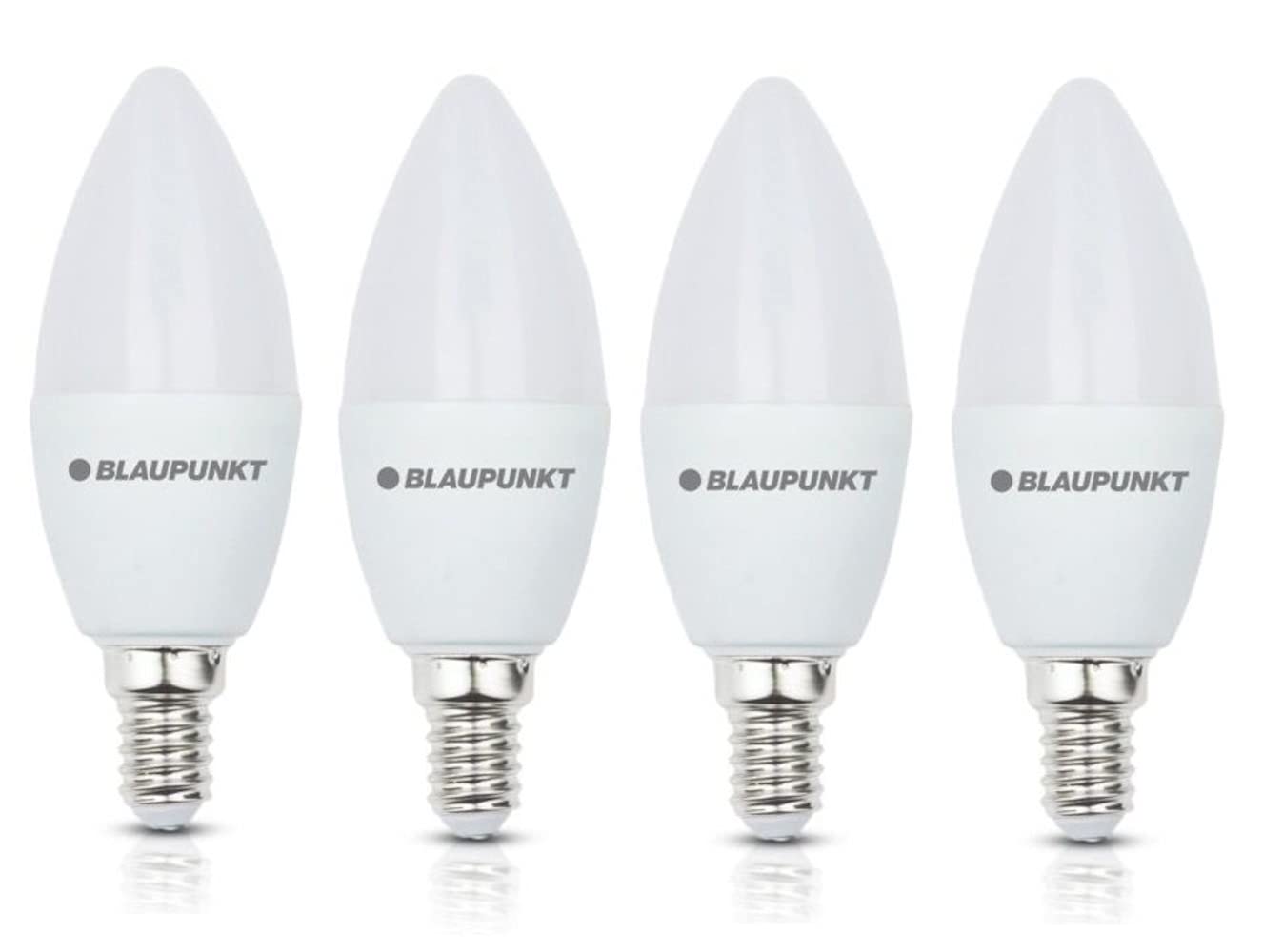 Blaupunkt LED E14 Light Bulb - Candle - Daylight Lighting - 7W - Small Edison Screw - Equivalent of 50W - Frosted - Natural White 4000K - 595 Lumens - Energy and Cost Saving Light - Pack of 4