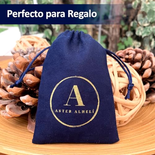 ASTER ALHELÍ - Large Spiral Golden and Turquoise Pendant Necklace for Women - Floral Necklace with Brown Suede Cord – Adjustable Length - Ideal Gift - Gold Necklace for Women (Golden)