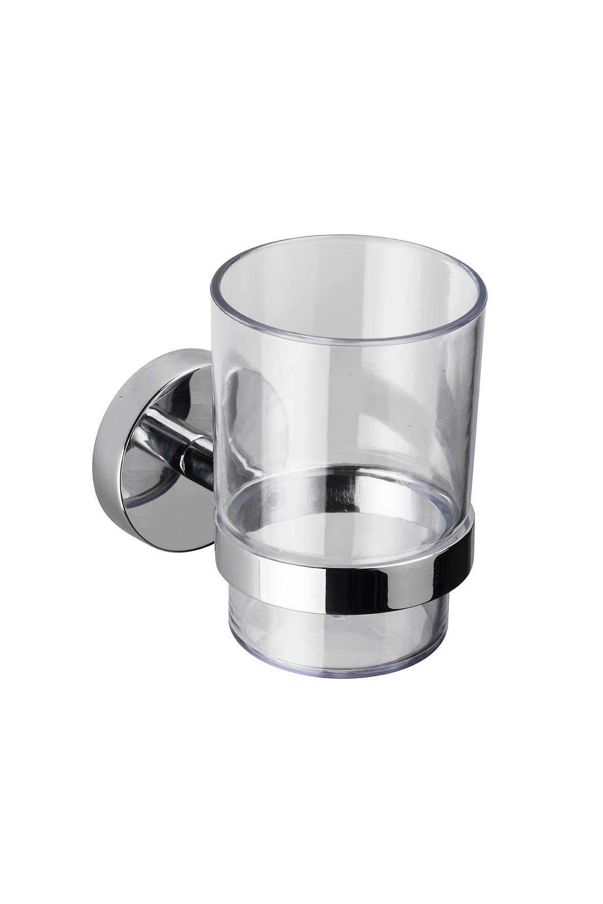 Croydex White Toothbrush Holder Wall Mounted, Durable Zinc Alloy Bathroom Accessory, Clear Plastic Tumbler, Chrome Finish, Flexi-Fix Accessories, Easy Fit, Screw Or Glue Installation, All Fixings Included