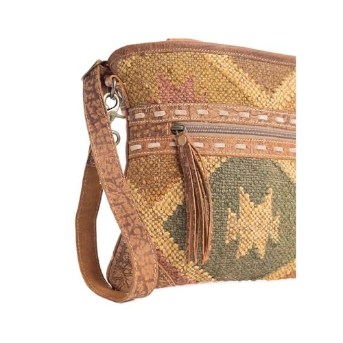 Western Leather Crossbody Bag for Women - Upcycled Canvas Shoulder Bag4