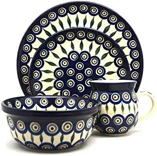 Polish Pottery 4-pc. Place Setting with Standard Bowl - Peacock