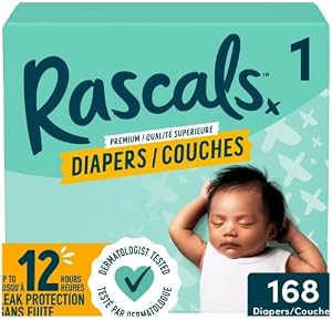 Premium Disposable Baby Diaper, Size 1, Hydrolock Core, AirSpun Softness, Hypoallergenic, Advanced Leak Protection, 168 Count