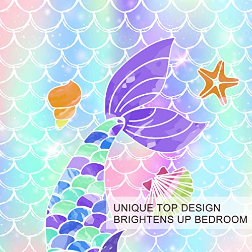 BlessLiving Mermaid Tail Bedding Set for Kids Girls Mermaid Pattern In Aqua Blue and Purple Duvet Cover Set - Image 3
