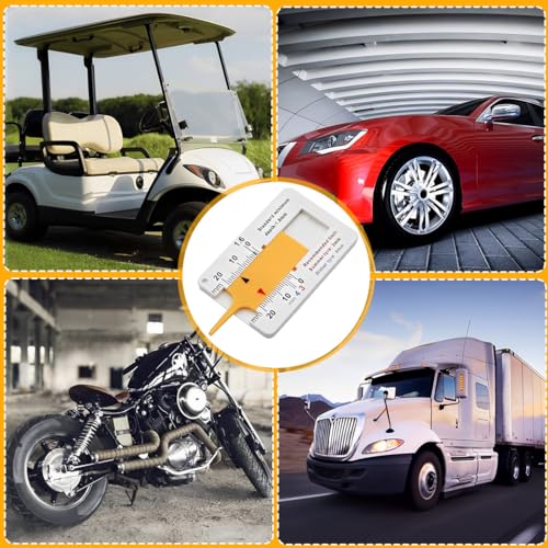 6 Stück Profiltiefenmesser 0-20 mm Kunststoff Tiefenmesser Reifen Messbereich Profilmesser Reifen Tragbar Tiefenmessschieber Profiltiefen-Messgerät