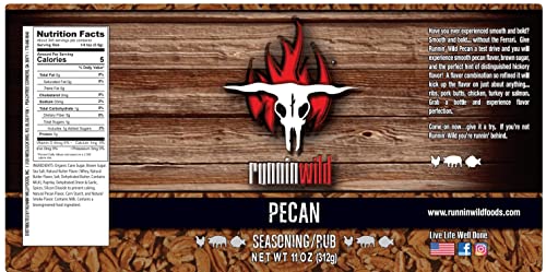 Image of Gourmet Pecan Rub | Pecan BBQ Seasoning Rub for Turkey, Pork, Ribs, Chicken and Salmon | No Artificial Flavors and No MSG added | Runnin' Wild Foods, 11 ounces