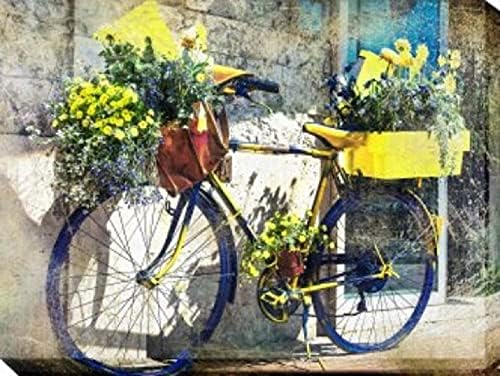 Yellow and Blue Bike Outdoor Canvas Rectangular Wall Art Decor 30" x 40"