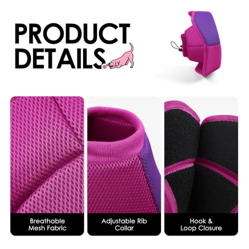 Image of AOFITEE Dog Cone - Foldable Cone for Dogs After Surgery, Adjustable Comfy Cones to Stop Licking, Soft Dog Cone Collar for Large Dogs, Elizabethan Pet E-Collar for Wound Healing, MagentaPurple Large