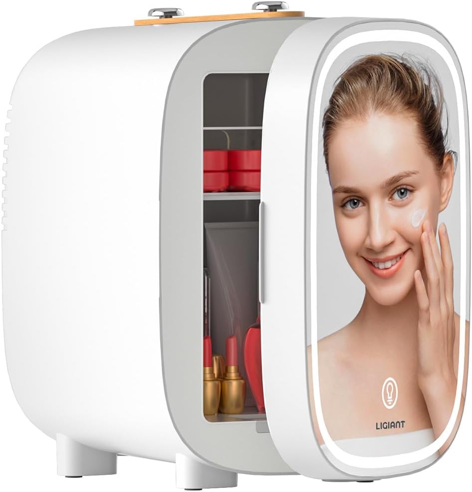 DF01A Skincare Fridge, With 3-Level Dimmable LED Light Mirror, Low Noise 4L Makeup Fridge for Skincare, Cooler & Warmer, Portable Design for Multiple Uses – Bedroom, Office, and Car DF01A Skincare Fridge, With 3-Level Dimmable LED Light Mirror, Low Noise 4L Makeup Fridge for Skincare, Cooler & Warmer, Portable Design for Multiple Uses – Bedroom, Office, and Car
