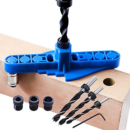 Guide de perçage Kit, Guides de Menuiserie avec Adaptateur pour Trou de 6/8/10mm, Abarit de Goujon à Centrage Automatique 2 en 1 pour le travail du bois, Outil de Localisation du travail du bois Cover