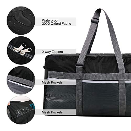 Domaker 75L Duffle Bag,Extra Large Duffle Bag,Water Repellency Travel Foldable Duffle Bag for Men Women Adults,Black
