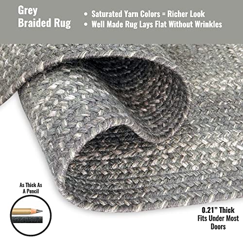 Homespice Grey Cloud Jute Braided Rug 20X30In Oval Grey Natural Jute Rug. Uses- Indoor Entryway Rug, Kitchen Rug, Bedroom Doorway Reversible, Rustic, Country, Primitive, Farmhouse Decor #TOP4