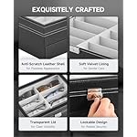CO-Z Sunglasses Organizer, Leather Eyeglasses Storage Box for Women Men, Lockable Sunglass Display Case Holder with Drawer - Image 4