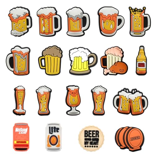 19 Stück Bier Schuhanstecker Karikatur Schuh Charms Dekoration Schuhschmuck Charms für Crocs Sandalen Kinder PVC Shoe Charm für Crocs Geschenk für Kinder Jungen Mädchen Erwachsene