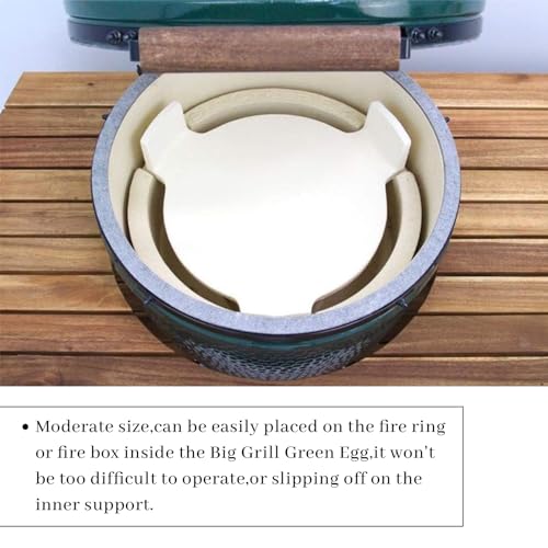 Qqmaster 17.5 Inch Ceramic Plates Setter For Big Green Grill Egg Accessories Heat Deflector Smoking Plate Pizza Stone For Large Big Grill Green Egg,Kamado Grill,Grilling Ceramic Grate Extender Thicker thumb #3