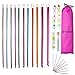 Produktbild Häkelnadeln Set, 11 STÜCKE 2mm (B) -8mm (L) Tunesische Afghanische Stricknadel Set Multicolor Aluminium Stricknadeln Werkzeugset für Anfänger mit Doppelsteppstichmachern Großaugen Stumpfe Nadeln