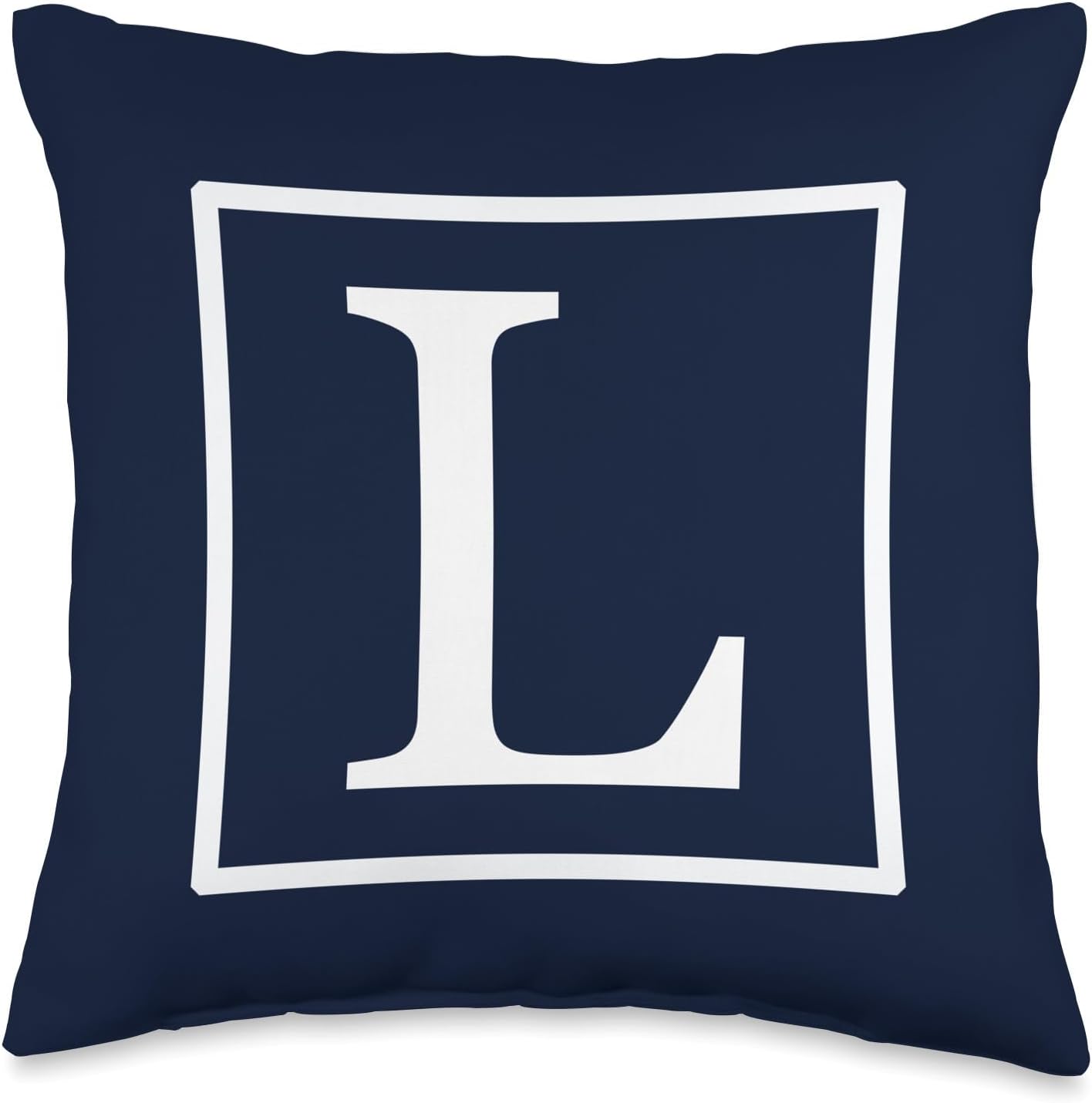 White English Alphabet Letter L Monogram Initial Navy Blue Throw Pillow