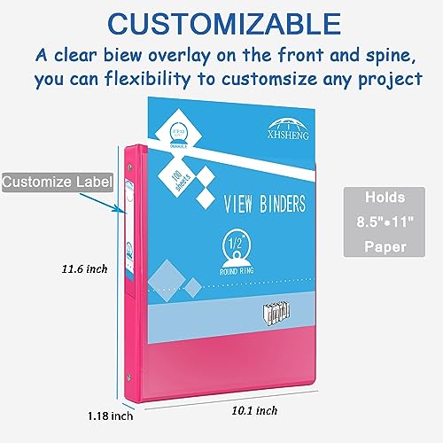 Image of 6 Pack 0.5 inch Durable 3 Ring Binders,Holds 100 Sheets 8.5 * 11inch Papers