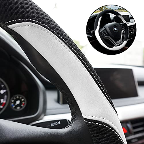 Achiou Steering Wheel Cover Microfiber Leather And Viscose, Breathable Mesh Universal 14.5-15 Inch, Refreshing And Comfortable #TOP3
