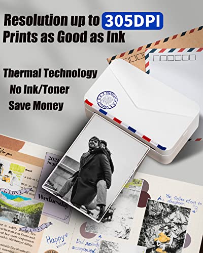 Memoking Thermal Mini Printer - 3" Photo Sticker Printer Machine With Tape 3 Rolls White Stickers 2.08"X11.48Ft (53Mmx3.5M) - M03As Inkless Bluetooth Printer For Phone&Pad, Mini Sticker Maker Machine #TOP4