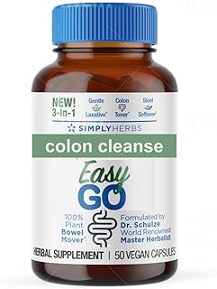 Dr. Schulze's Easy GO Bowel Mover - Formulated Gentle Laxative, Colon Toner & Stool Softener | 100% Plant Natural Bowel Cleanse - Promotes Regular & Complete Bowel Movements - 50 Count Vegan