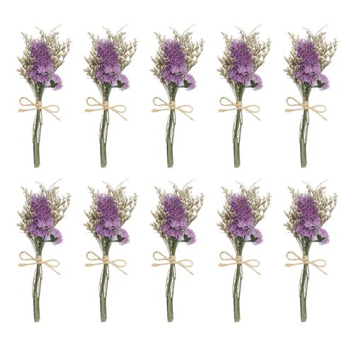 PATIKIL Mini Ramo de Flores Secas, 10 Pzas de Nomeolvides Natural con Tallo Flor Boho Planta Floral para Manualidades DIY Accesorios de Foto Regalo Boda, Morado Oscuro