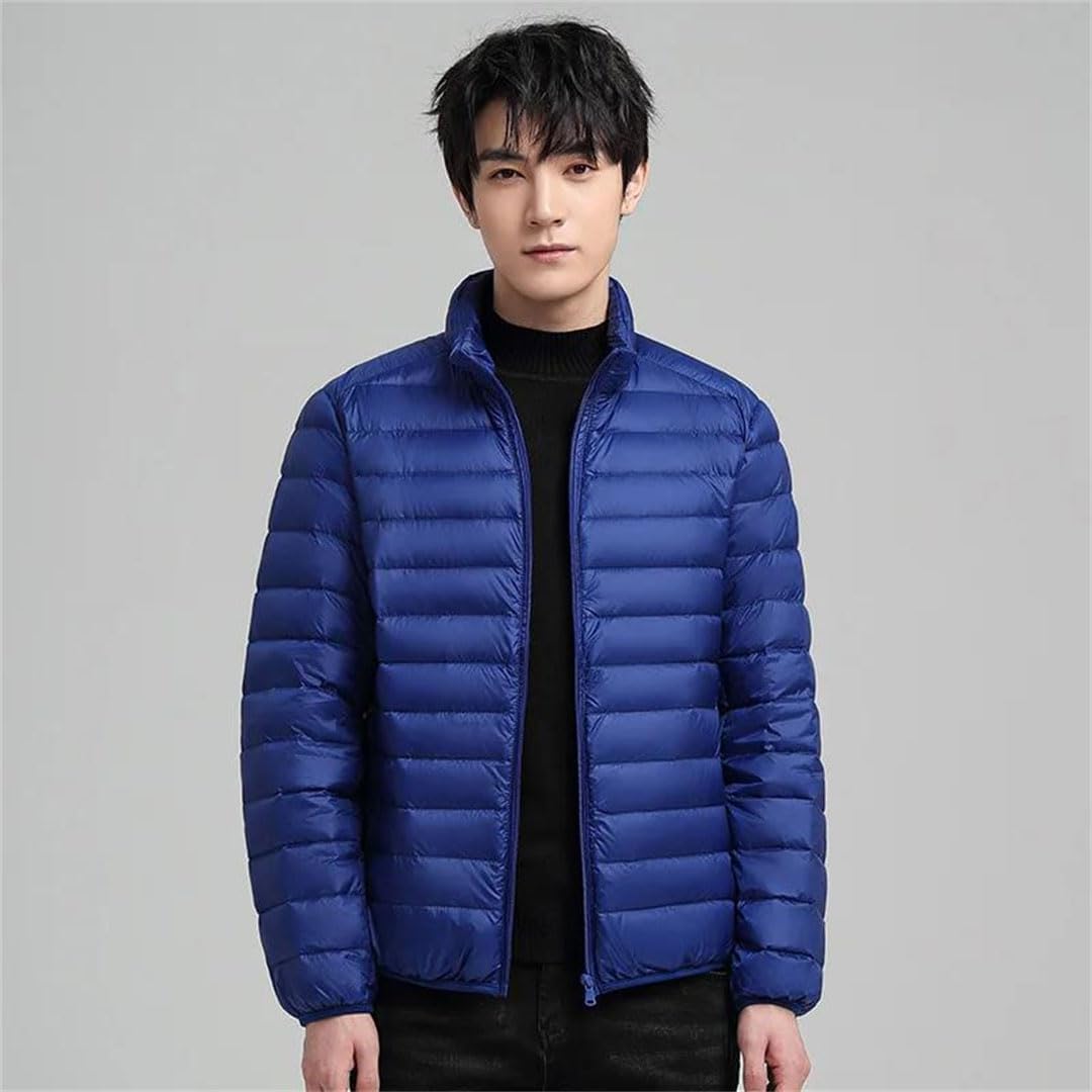 Men Winter White Duck Down Light Thin Stand Collar Outerwear Jacket Coat