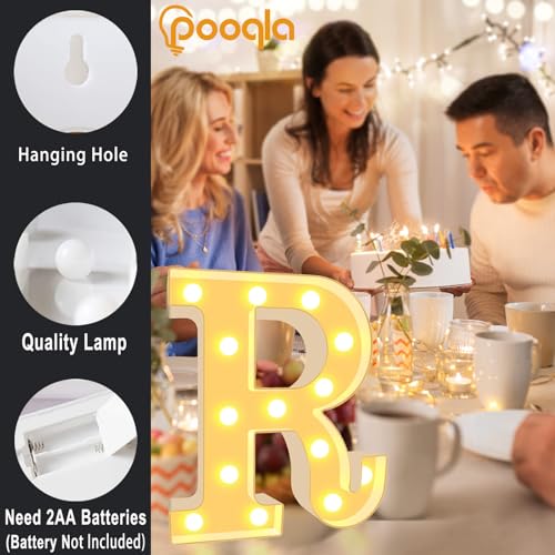 Image of Pooqla LED Marquee Letter Lights, Warm White and Cool White Decorative Lighted Letters, Light Up Alphabet Letters for Boys Girls, Party, Wedding, Bar, Night Light, Birthday Decoration, Letter P